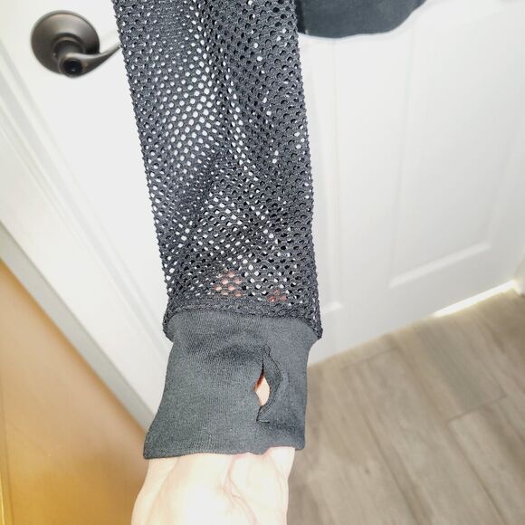 Blanc Noir Hoodie Medium Black Poolside Mesh Thumb Holes Athleisure Activewear - Picture 3 of 11